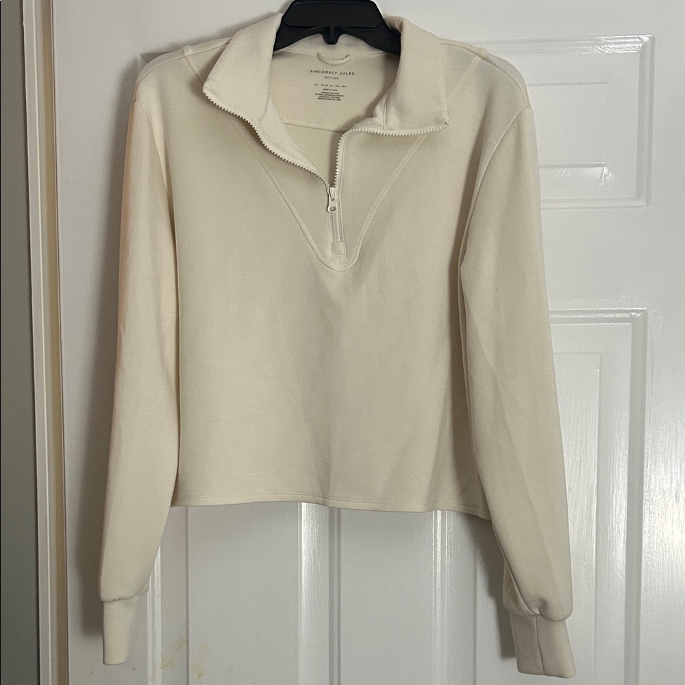 Sincerely Jules Off-White Quarter-Zip Sweatshirt